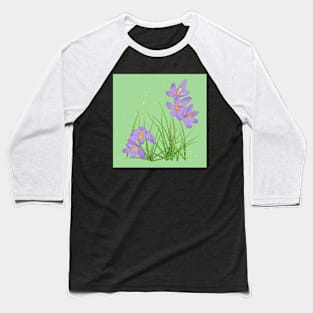 Crocus Flowers on Spring Green Baseball T-Shirt